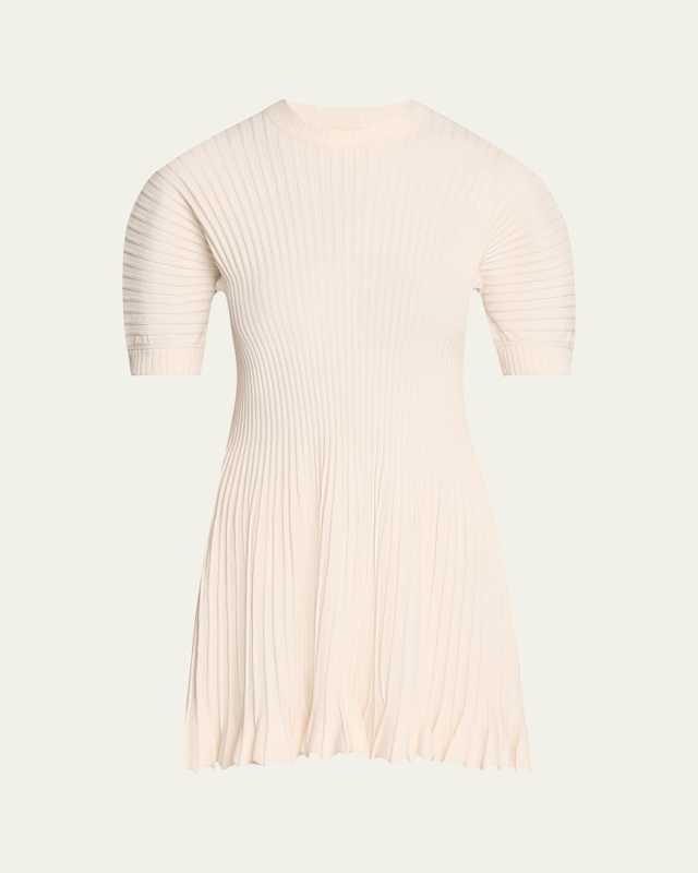 Talie Ribbed Puff-Sleeve Mini Dress